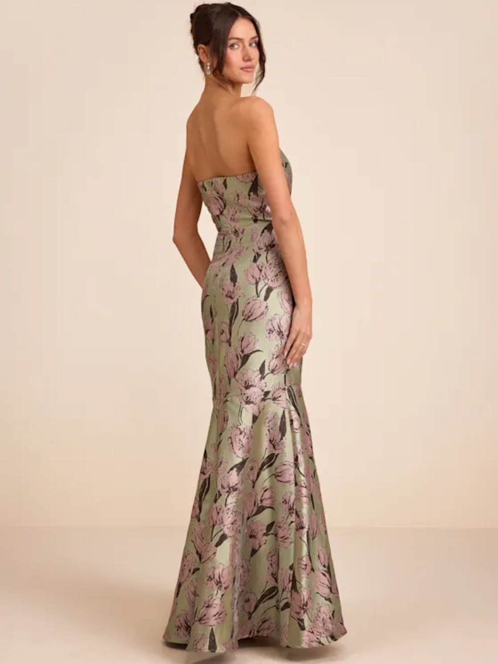 Lulu's Strapless Floral Maxi Dress in Sage and Lilac NWT - Picture 3 of 5